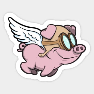 flying pink pig Sticker